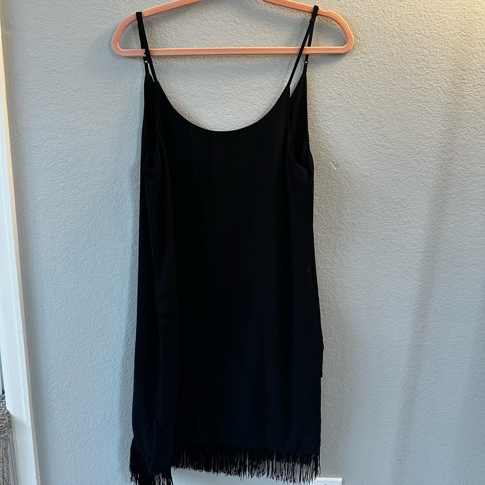 Black Fringe Slip Dress